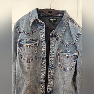 NEW True Religion Blue Denim Shirt Large